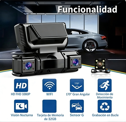 📹✨ Cámara de Salpicadero 4 Canales con WiFi y Visión Nocturna 🌙🚗 Grabación Clara y Seguridad Total en Cada Viaje 🔒📡