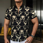 Camisa floral 3D con cuello alto elástico refrescante para hombre