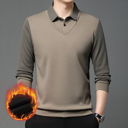 🎁Camisa de punto de dos piezas con solapa para hombre
