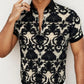 Camisa floral 3D con cuello alto elástico refrescante para hombre