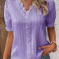 V Neck Plain Lace Elegant Shirt