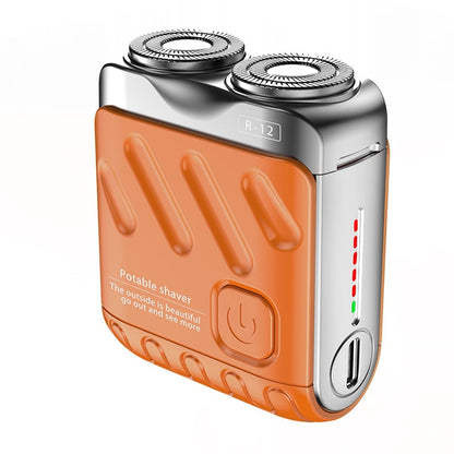 Portable Mini Small Steel Cannon Rotary Dual Ring Electric Shaver