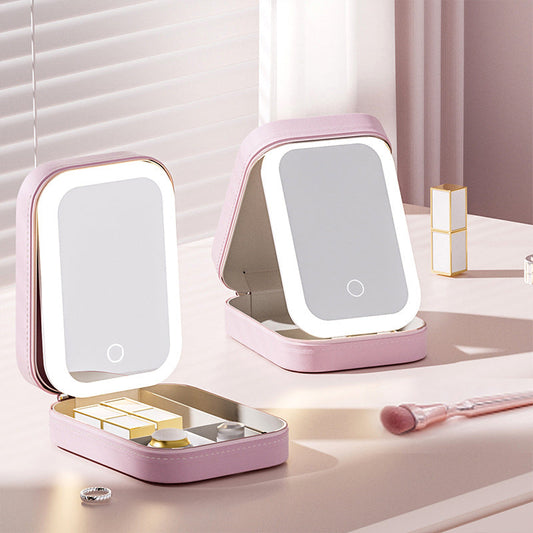 Integrated Make-up Storage Box with Light-Filled Mirror
