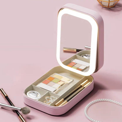 Integrated Make-up Storage Box with Light-Filled Mirror