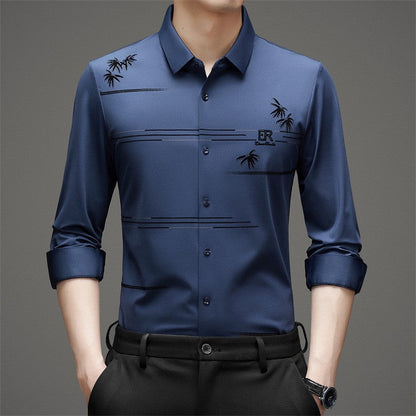 Camisa de manga larga estampada casual de moda para hombre