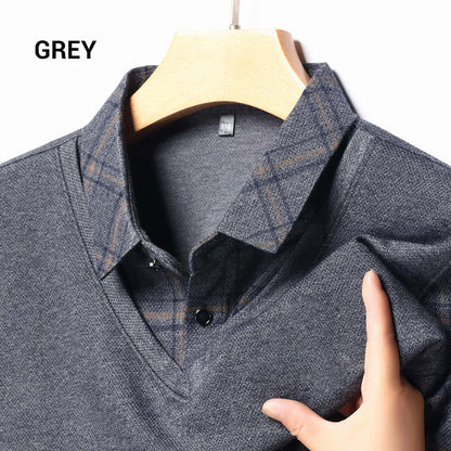 🎅 Xmas Sales 🎅 50% off 💕Men's Faux Two Piece Lapel Long-Sleeve Tops