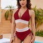👙High Waisted Tummy Control Colour Block Bikini Sets