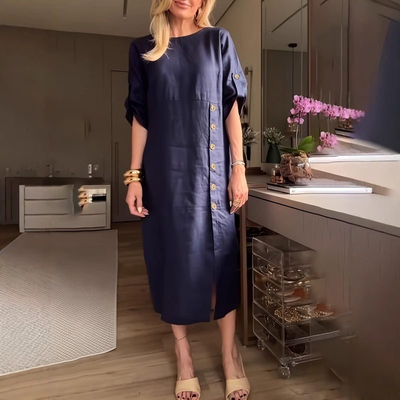 Women's Button-Down Side Slit Maxi Dress