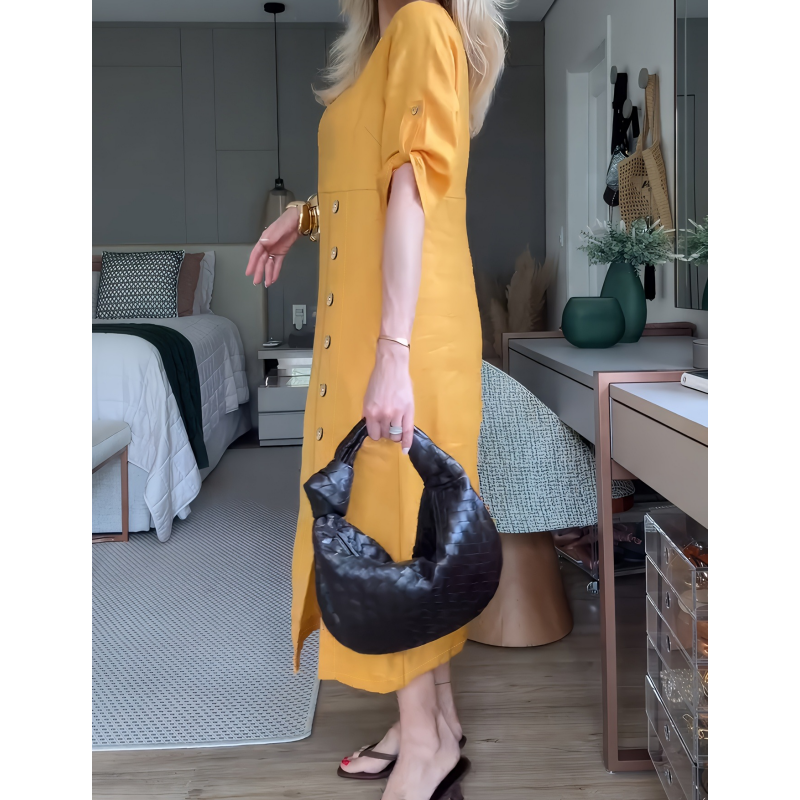 Women's Button-Down Side Slit Maxi Dress