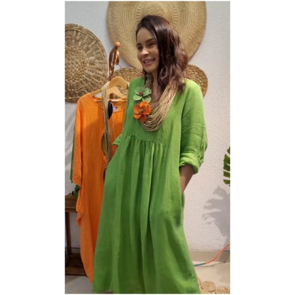 💖Limited Sale 49% OFF💖Women's Casual Boho Style Long-Sleeve Linen Dress