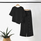 Conjunto de dos piezas para mujer: top con dobladillo irregular y pantalones de pierna ancha