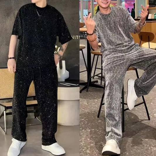 Conjunto de 2 piezas de camiseta de manga corta y pantalón ancho para hombre - COMPRA 2 ENVÍO GRATIS