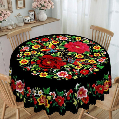 🔥Venta caliente🔥Mantel floral mexicano con borde festoneado (50% de descuento)