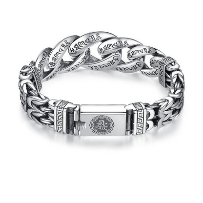 Pulsera Retro con Mantra de Seis Sílabas para Hombre
