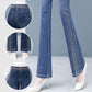 Jeans de campana elástica de la cintura alta para mujeres