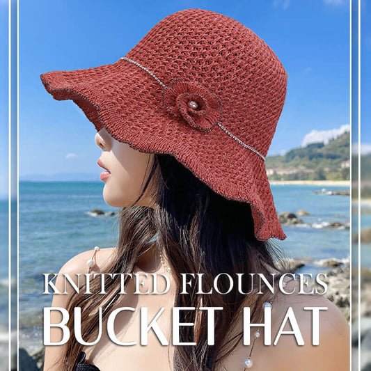 Gorro de pescador con volantes de punto(50% de descuento)