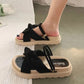 Sandalias elegantes con plataforma y lazo para mujer