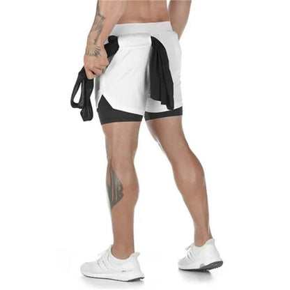 Pantalones cortos de doble capa de fitness deportivo para hombre（🔥compre dos envío gratis）